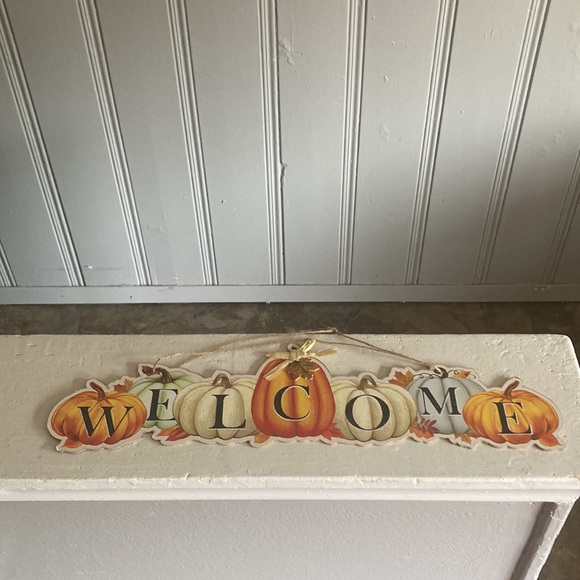 NWT Beautiful Glittered Horizontal Colorful Pumpkin Fall WELCOME Decor Sign π - Picture 15 of 15